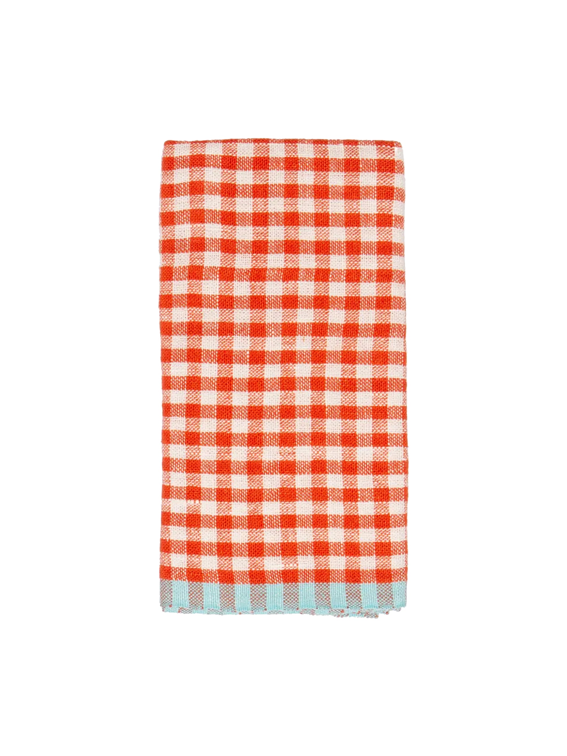 Caravan Gingham Orange and Aqua Kitchen Towel Set Weston Table