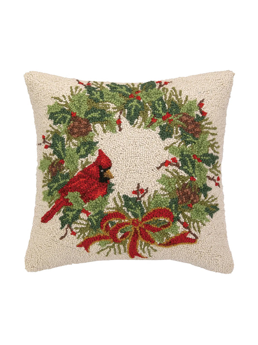 Cardinal Wreath Hook Pillow Weston Table