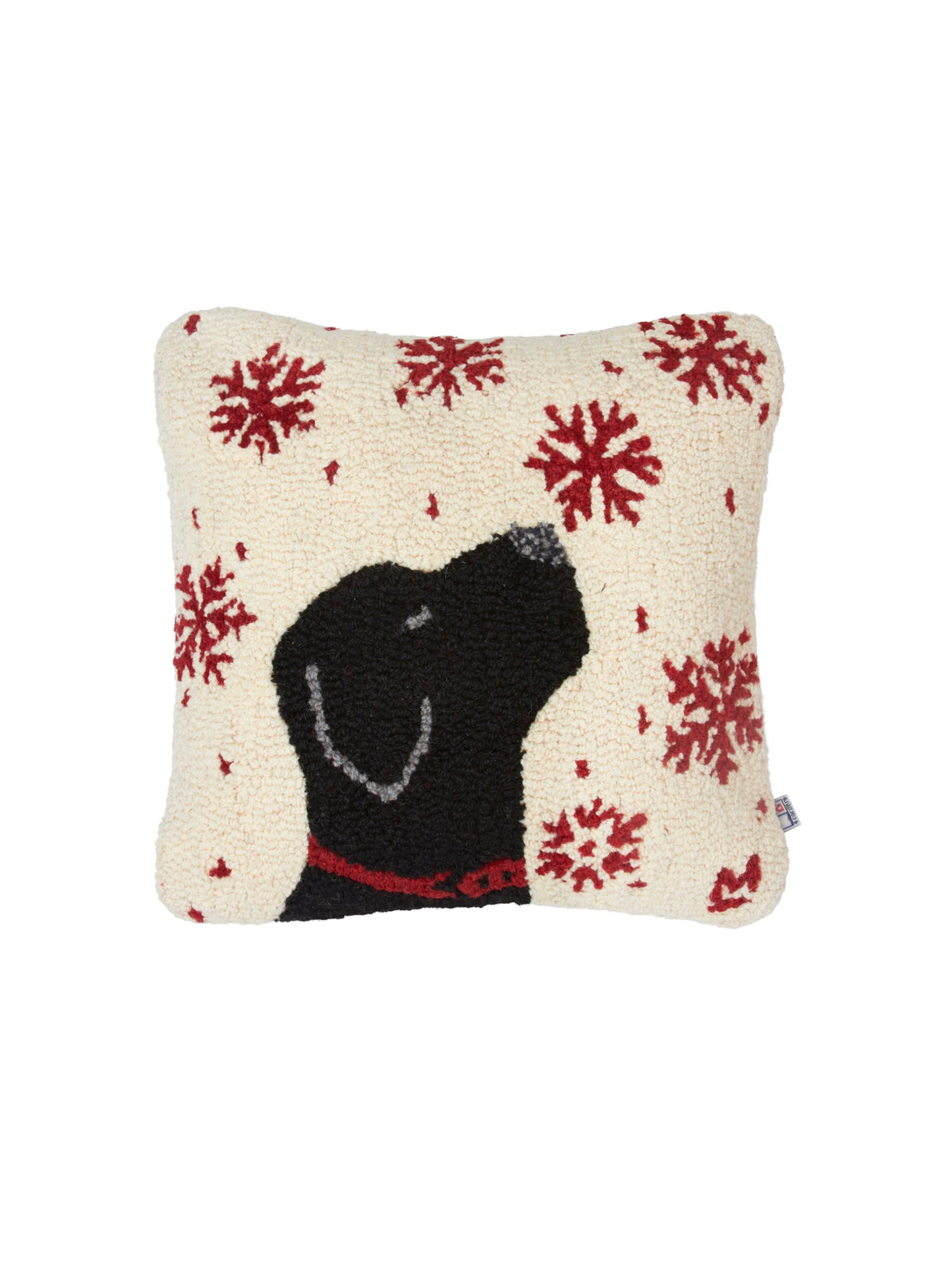 Catching Flakes Black Lab Hooked Wool Square Pillow Weston Table
