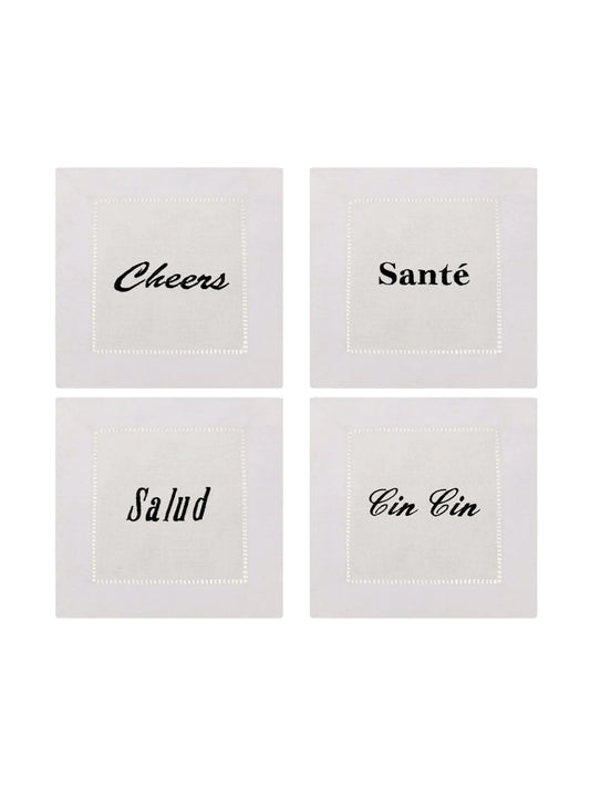 Cheers Around the World Linen Cocktail Napkins Weston Table 