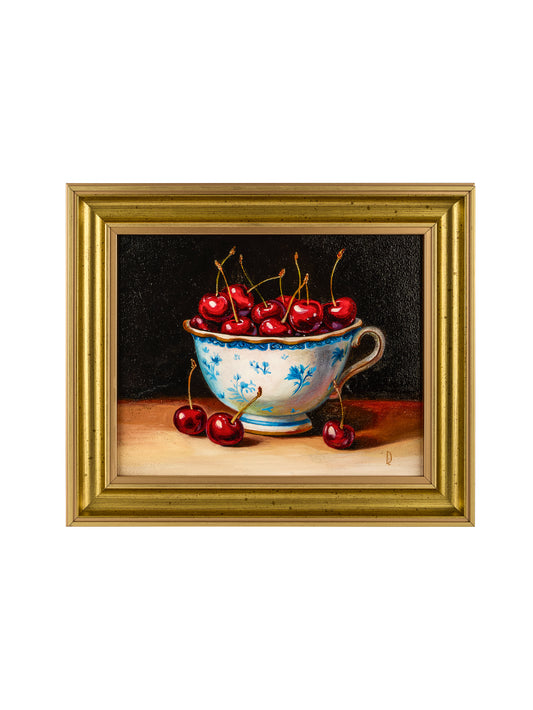 Cherries Still Life Oil Painting Weston Table