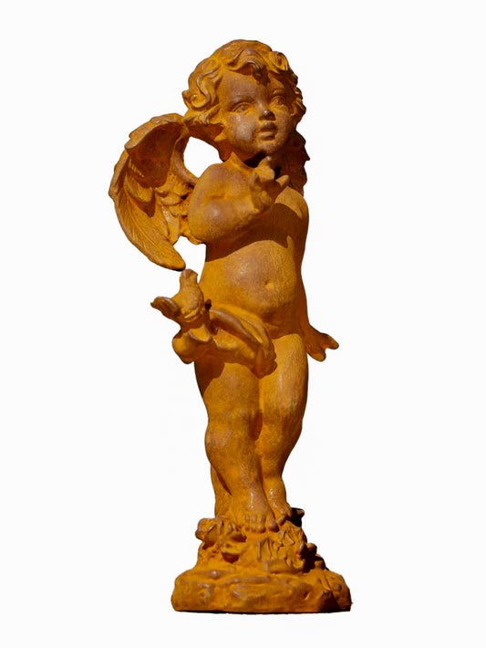 Cherub Cast Iron Garden Statue Bird Weston Table