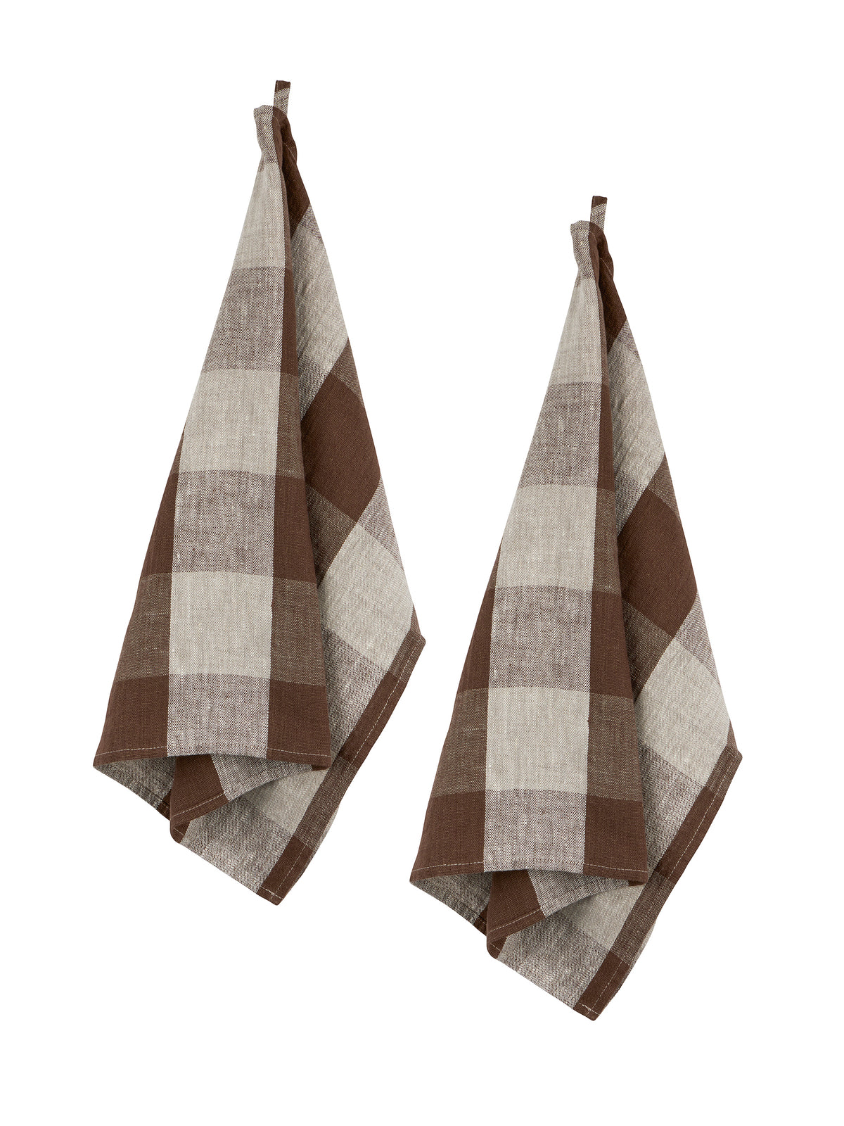 Chocolate Check Linen Kitchen Towels Set of Two Weston Table 