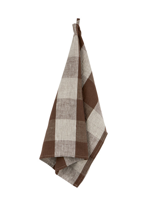 Chocolate Check Linen Kitchen Towels Weston Table