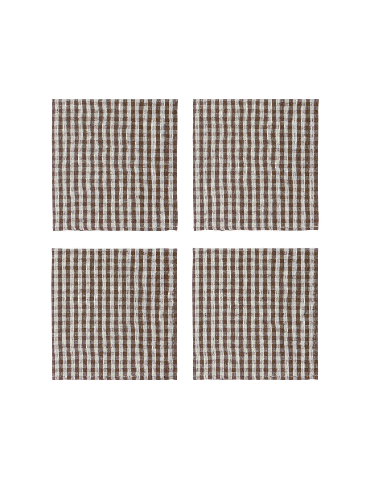 Chocolate Gingham Linen Collection Napkins Set of Four Weston Table