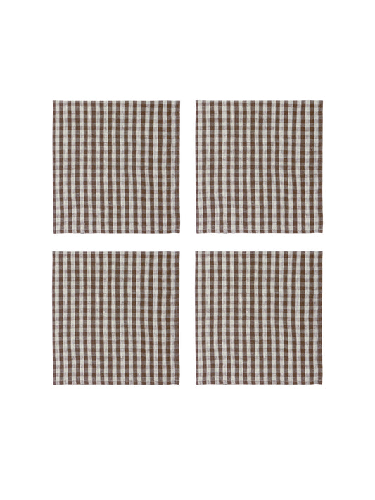 Chocolate Gingham Linen Collection Napkins Set of Four Weston Table