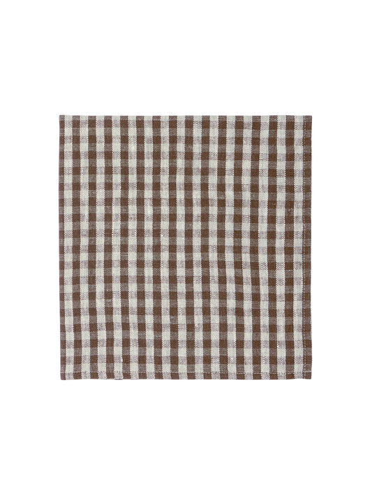 Chocolate Gingham Linen Collection Napkins Set of Four Weston Table