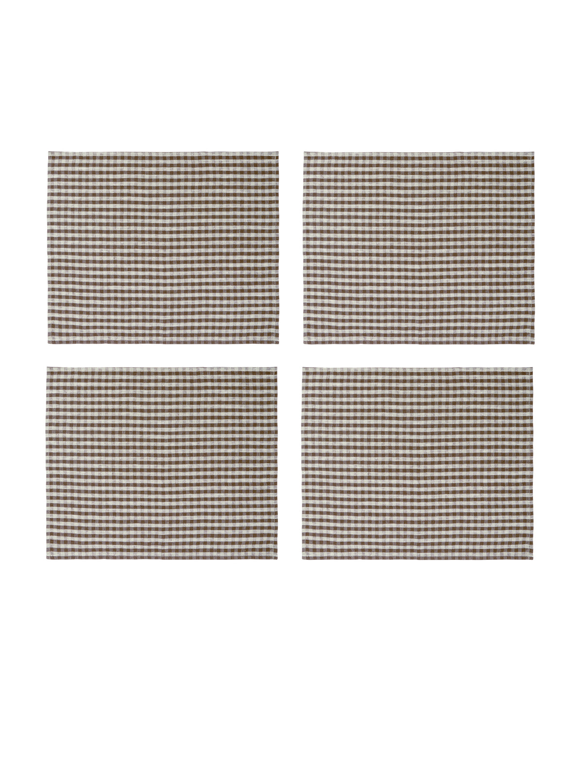 Chocolate Gingham Linen Collection Placemats Set of Four Weston Table