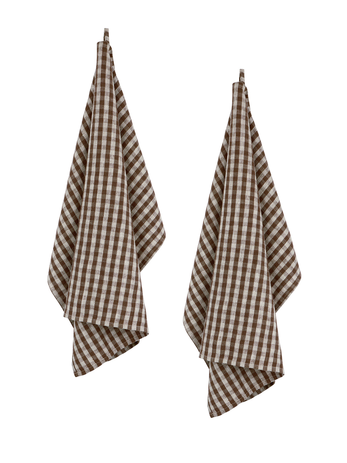Chocolate Gingham Linen Kitchen Towels Set of Two Weston Table