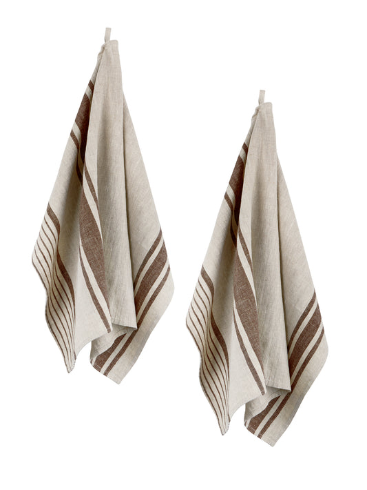 Chocolate Linen Kitchen Towels Set of Two Weston Table