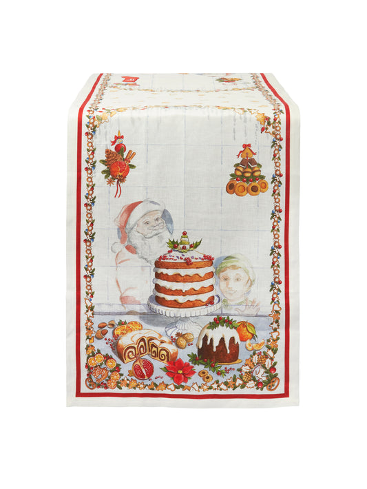 Christmas Cake and Profiterole Linen Table Runner Weston Table