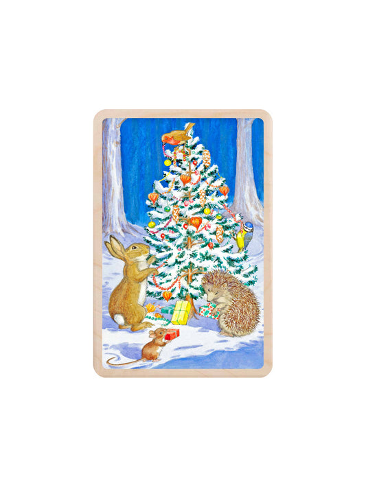 Christmas Tree Animals Wooden Postcard Weston Table