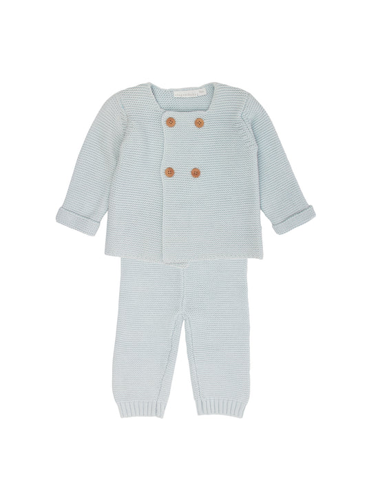 Classic Blue Cable Knit Baby Sweater and Pant Set Weston Table