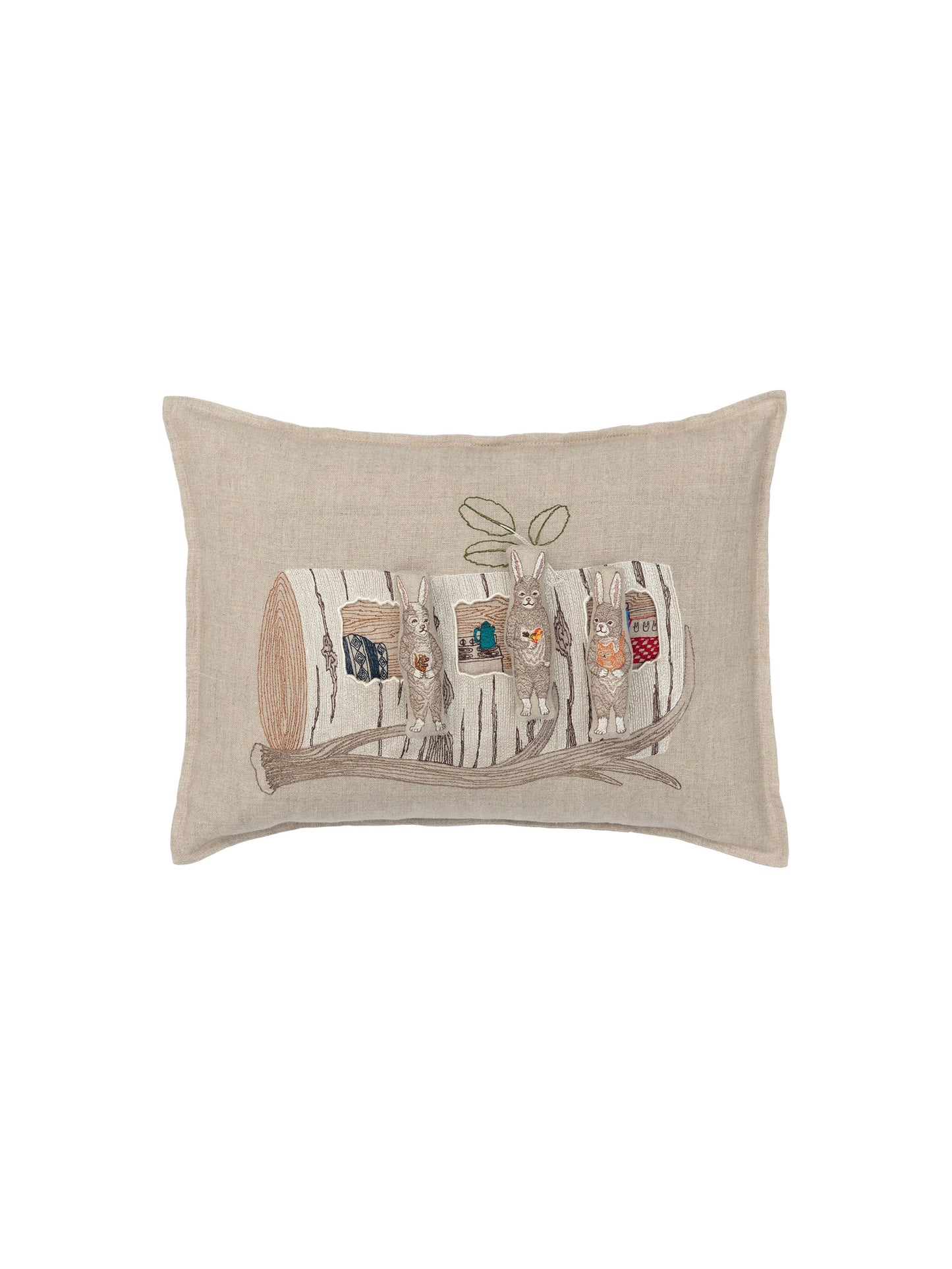 Coral and Tusk Aspen Log Bunnies Pocket Pillow Weston Table