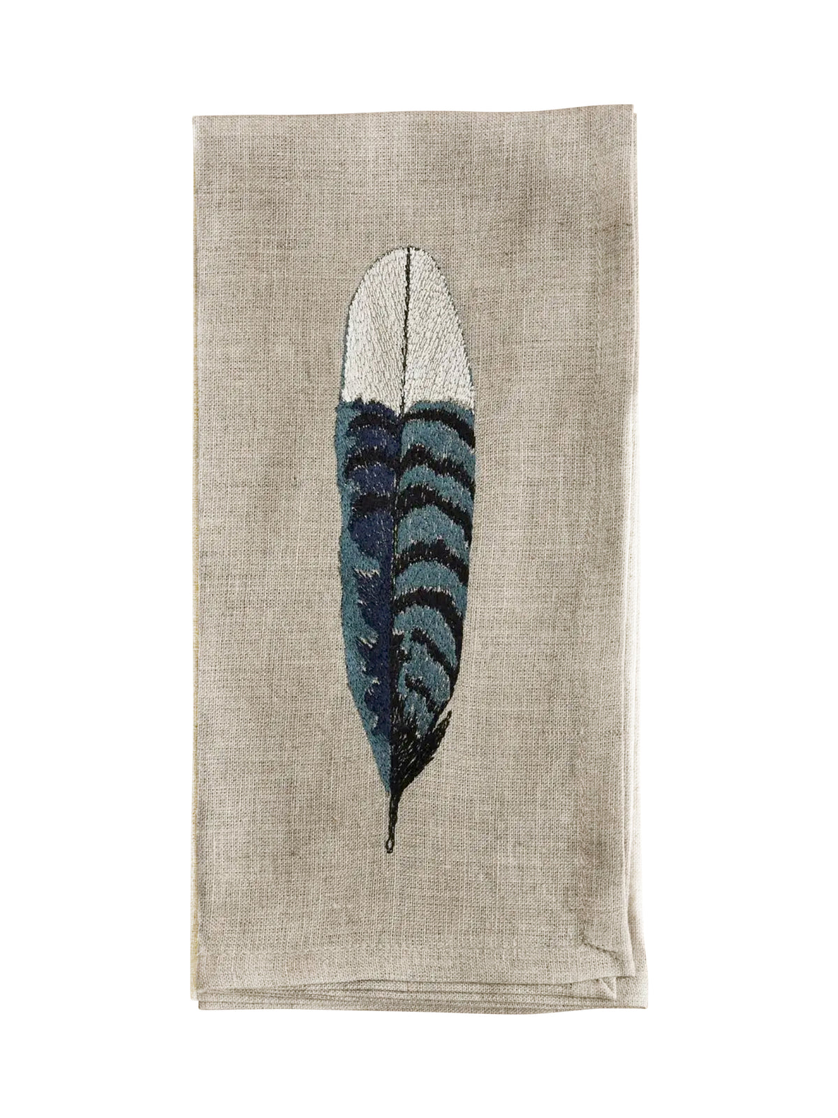 Coral & Tusk Feather Dinner Napkins Blue Jay Feather Weston Table
