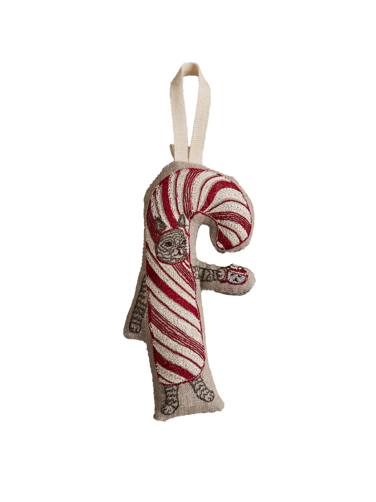Coral & Tusk Candy Cane Cat Ornament Weston Table