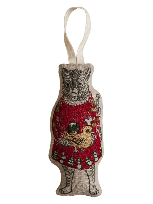 Coral & Tusk Cat with Gifts Ornament Weston Table
