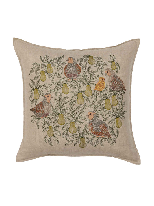 Coral & Tusk Partridge in A Pear Tree Pillow Weston Table