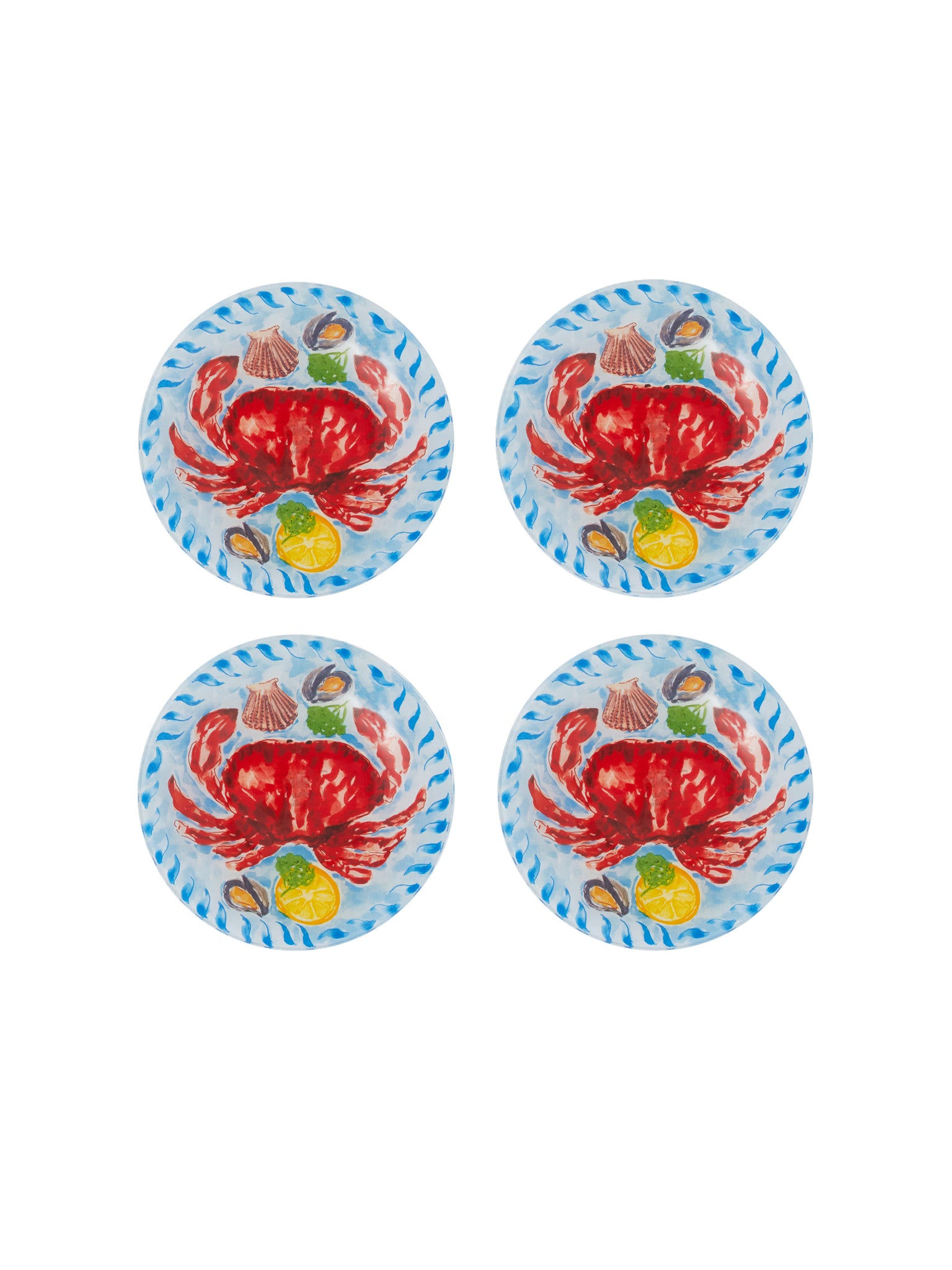 Crab Watercolor Glass Plate Set Weston Table