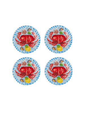  Crab Watercolor Glass Plate Set Weston Table 
