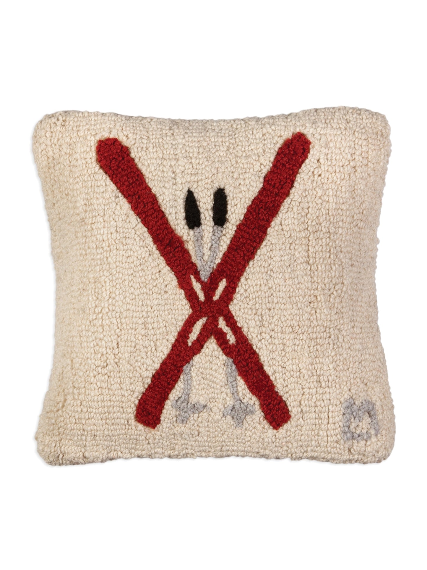 Crossed Skis Hooked Wool Square Pillow Weston Table