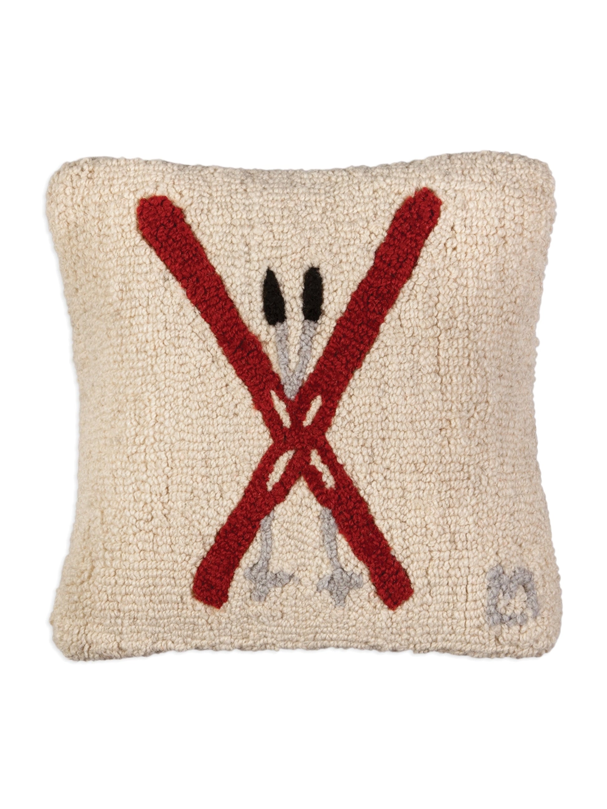 Crossed Skis Hooked Wool Square Pillow Weston Table