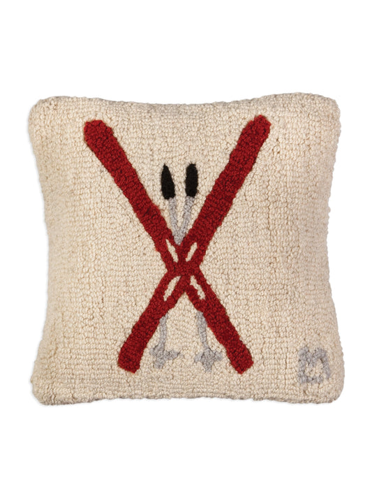 Crossed Skis Hooked Wool Square Pillow Weston Table
