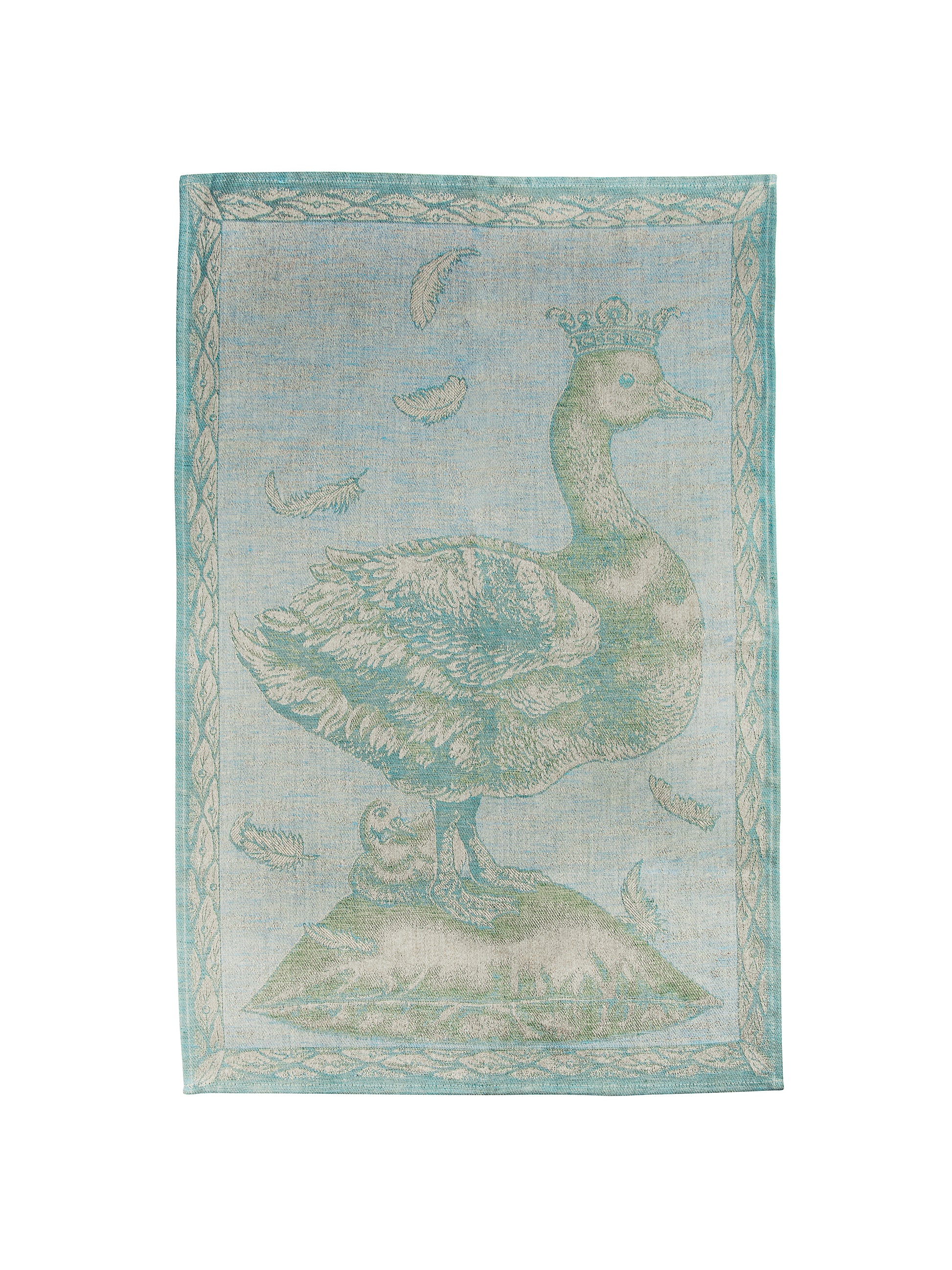 Crowned Goose Robin's Egg Blue Linen Kitchen Towel Weston Table