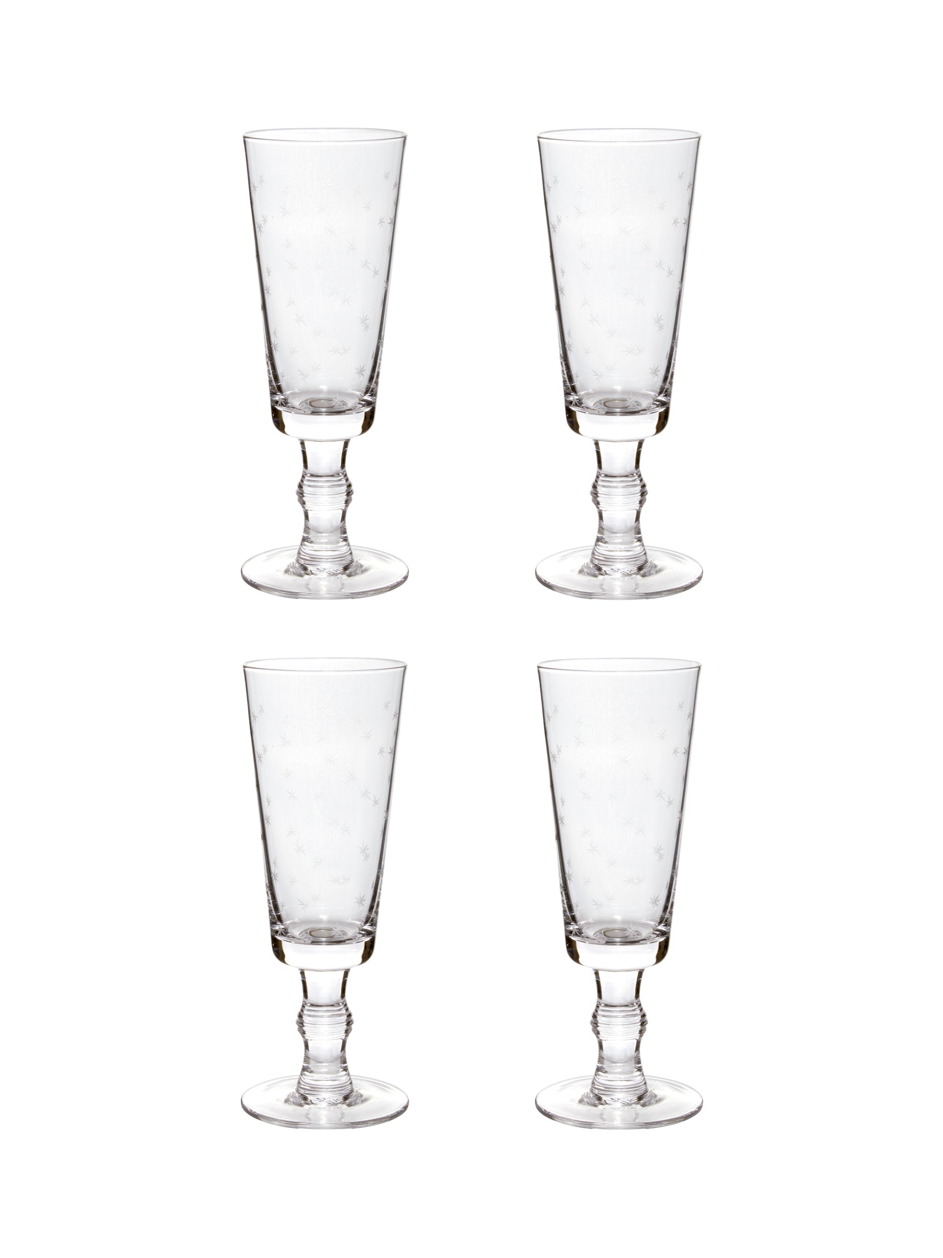 Crystal Champagne Flutes with Stars Set of Four Weston Table