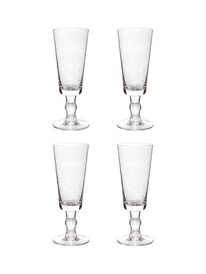  Crystal Champagne Flutes with Stars Set of Four Weston Table 