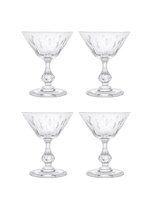  Vintage 1960s Crystal Faceted Stem Champagne Coupes Set of Four 