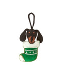 Dachshund in Stocking Wool Felt Ornament Weston Table