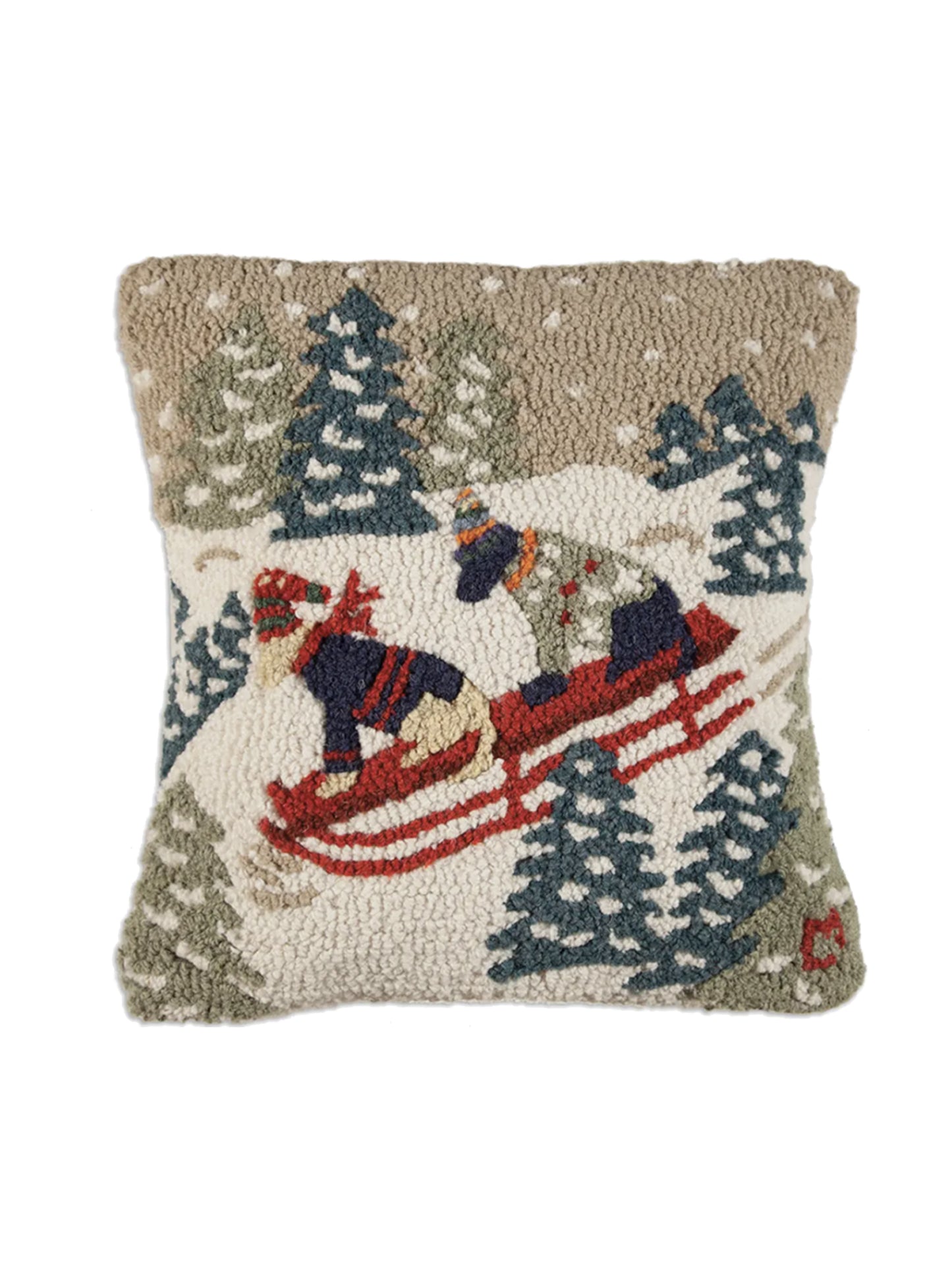 Daring Dogs Hooked Wool Pillow Weston Table