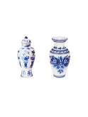 Delft Blue Wood Ornaments Set Three Weston Table