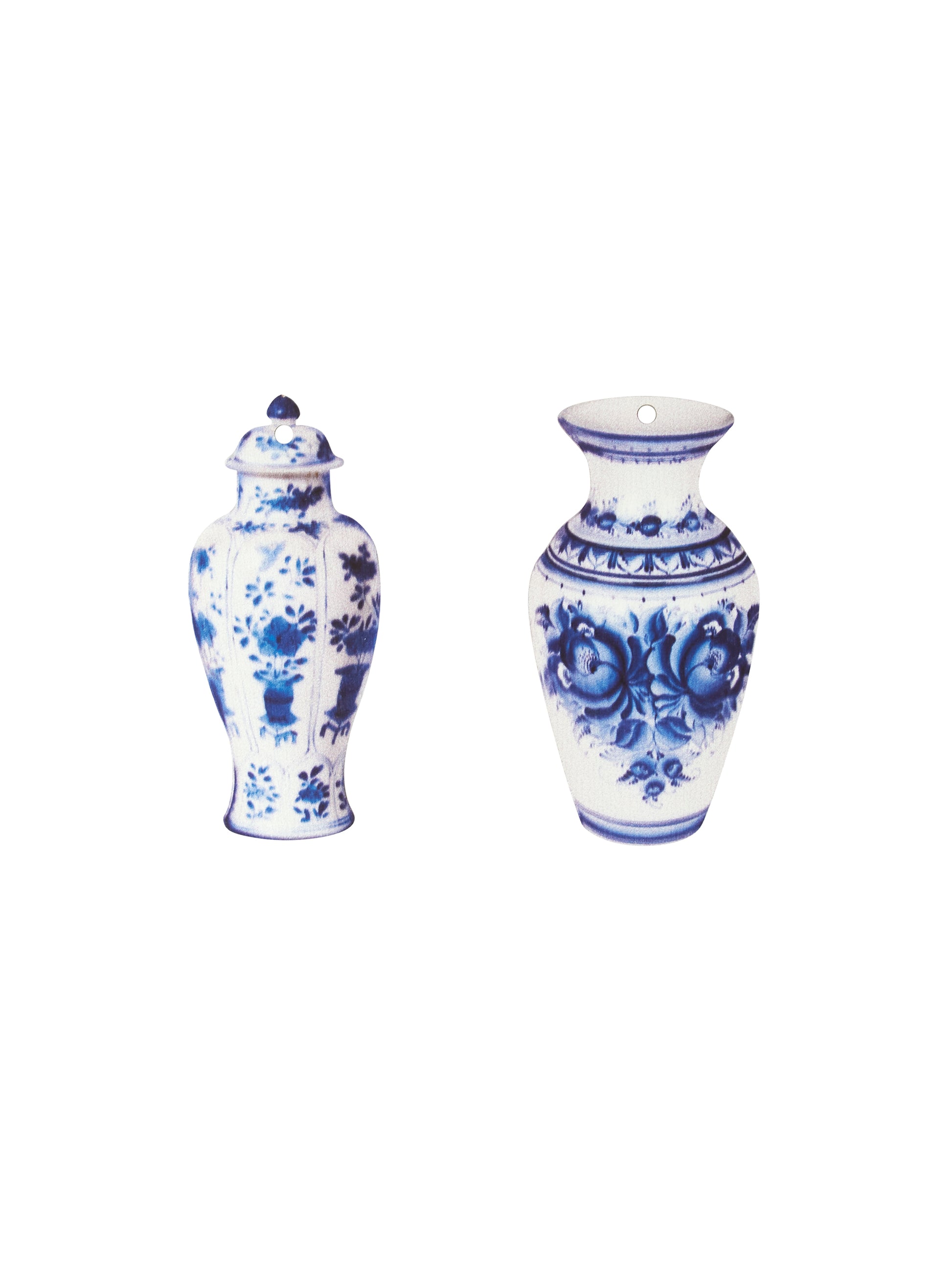 Delft Blue Wood Ornaments Set Three Weston Table