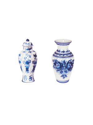  Delft Blue Wood Ornaments Set Three Weston Table 