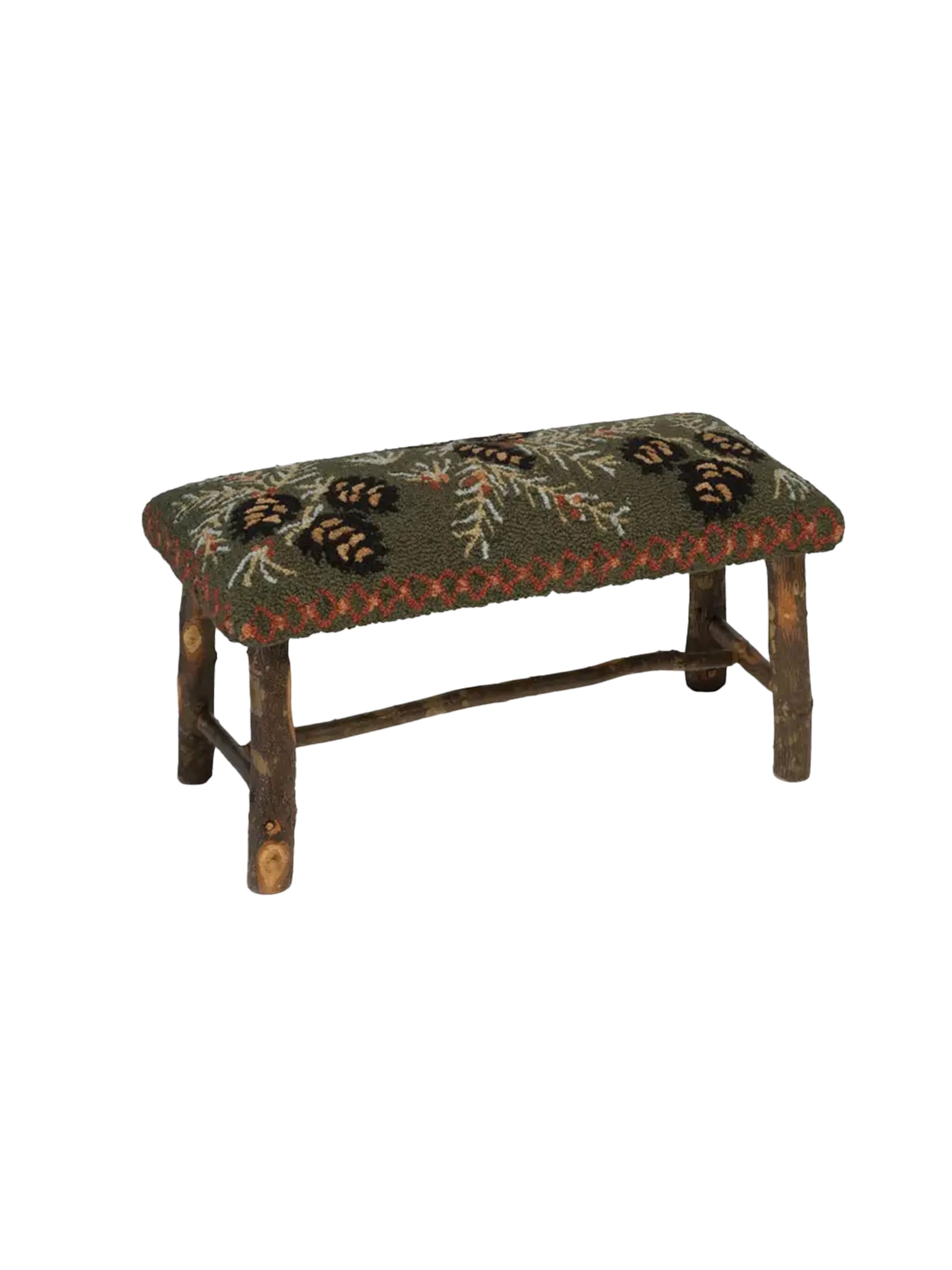 Diamond Pine Hooked Wool Top Bench Medium Weston Table