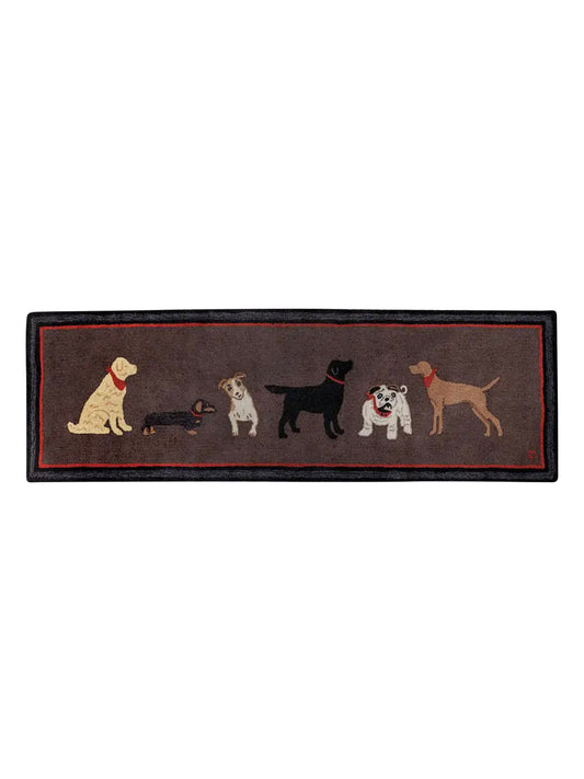 Dogs Welcome On Brown Hooked Wool Rug Weston Table