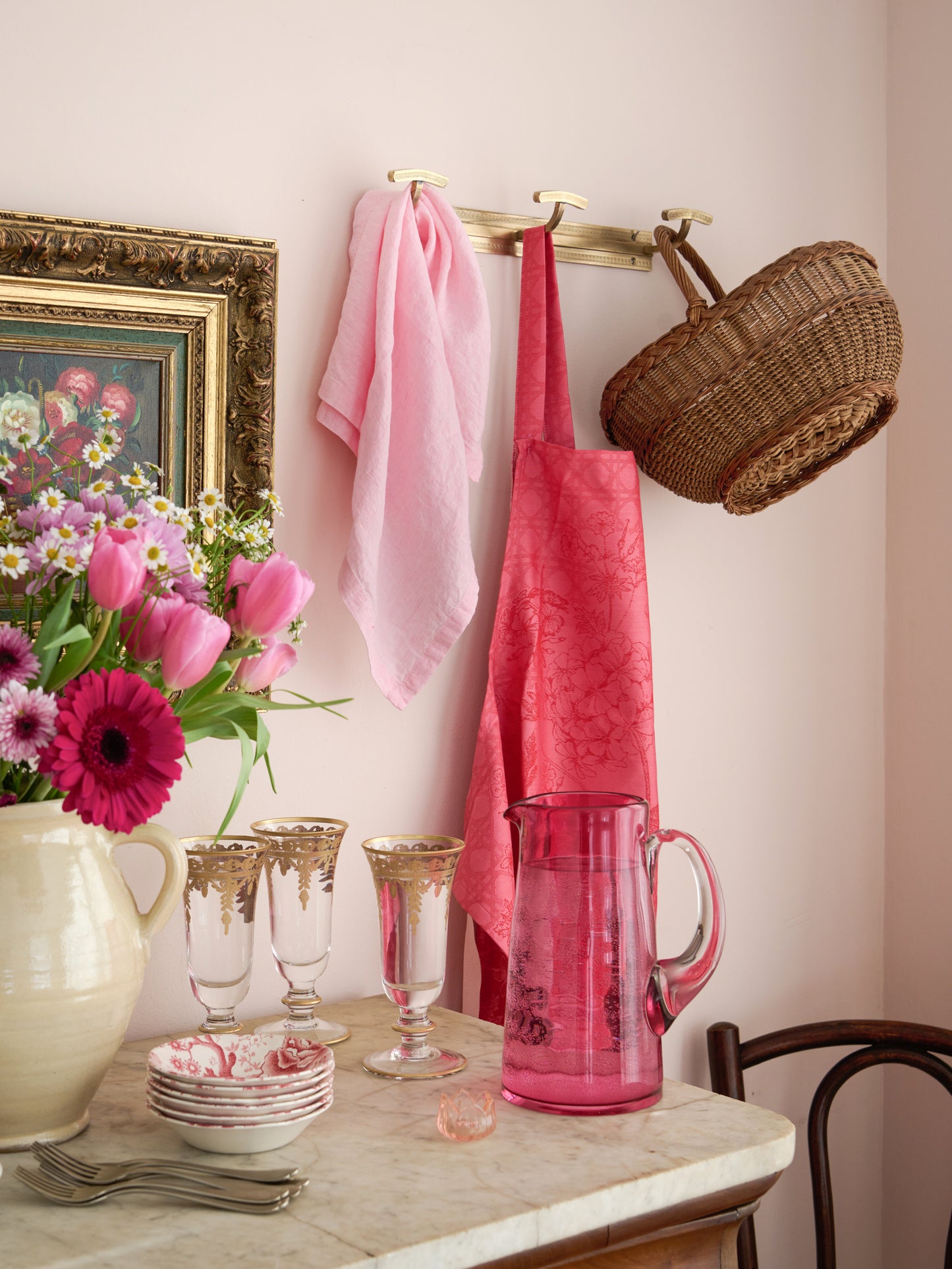 Edgartown Pink Linen Collection Weston Table