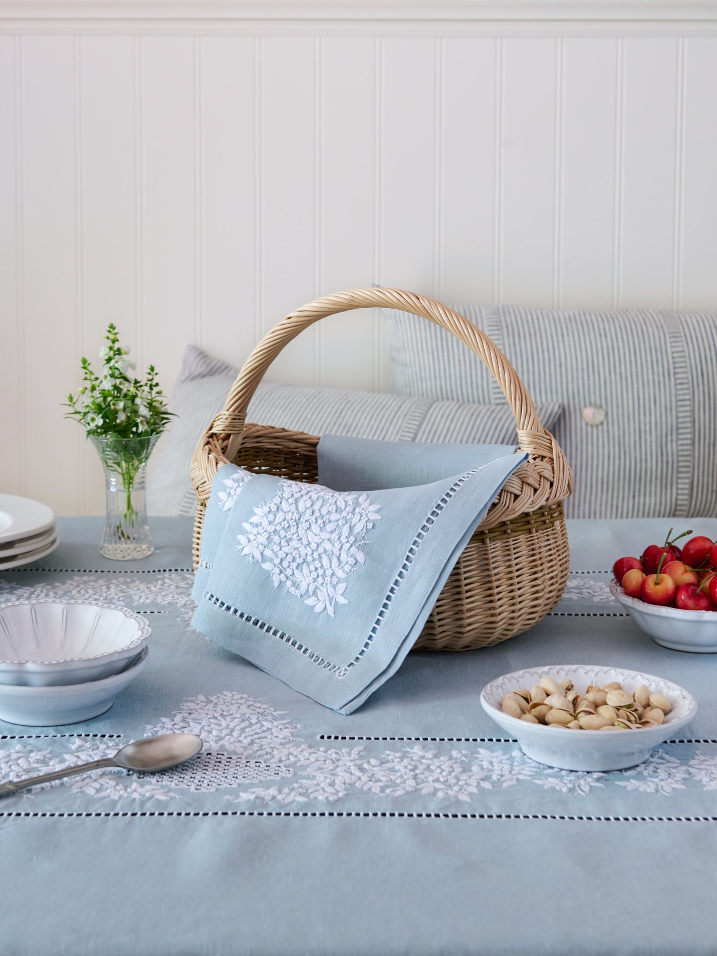 Embroidered Chambray Linen Collection Weston Table