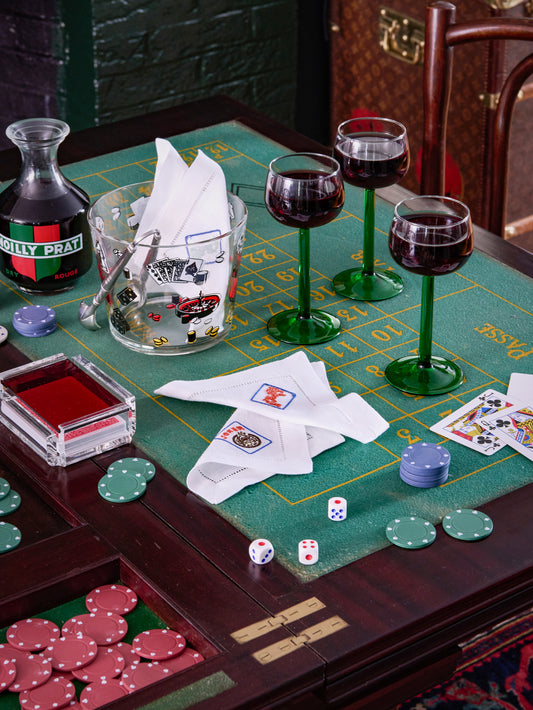 Embroidered Mahjong Linen Cocktail Napkins Weston Table