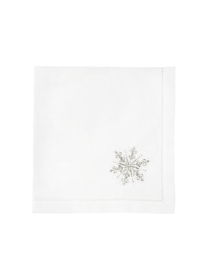  Embroidered Silver Snowflake Napkins Weston Table 