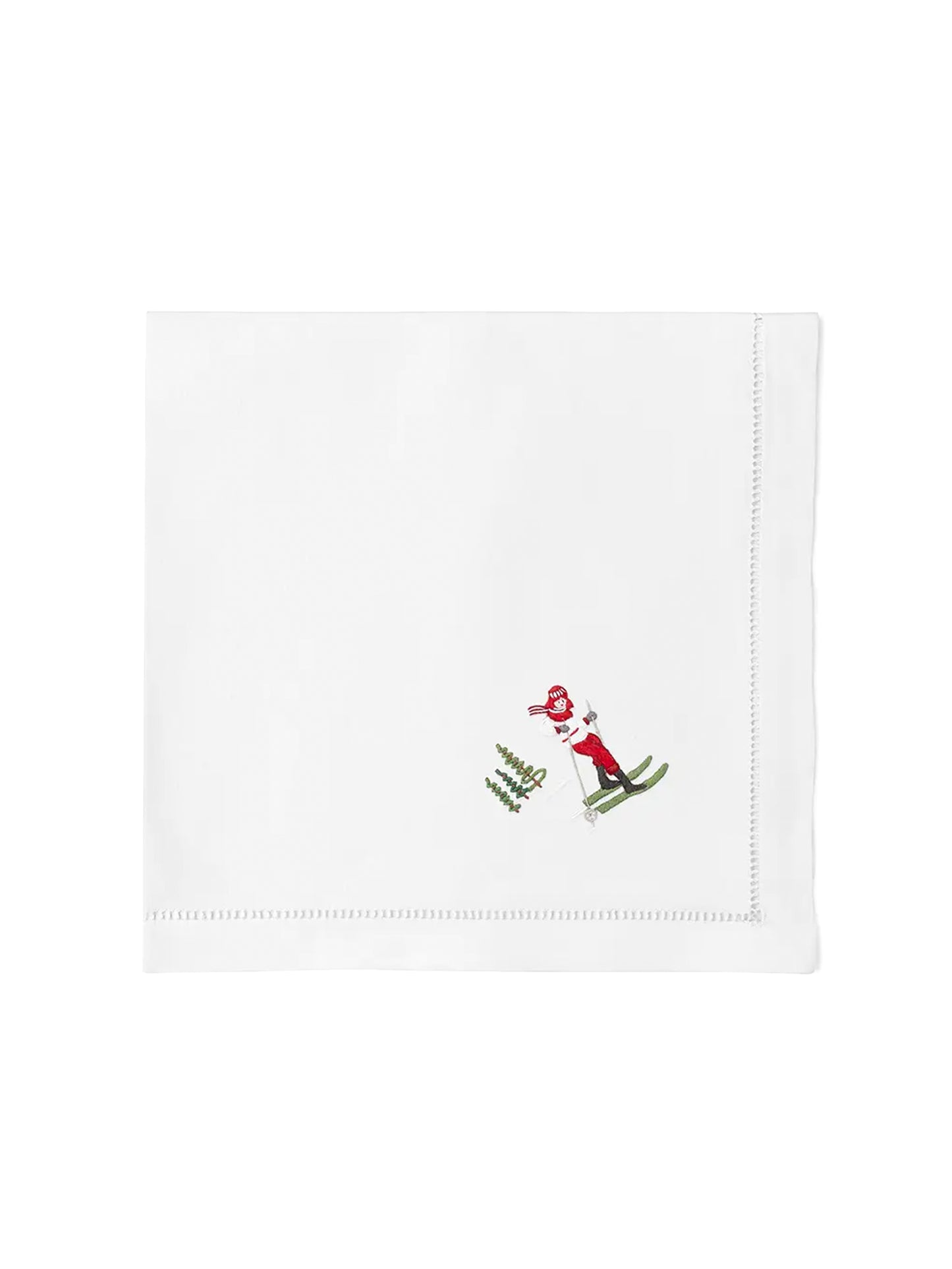 Embroidered Skiers Dinner Napkins Red Skier Weston Table