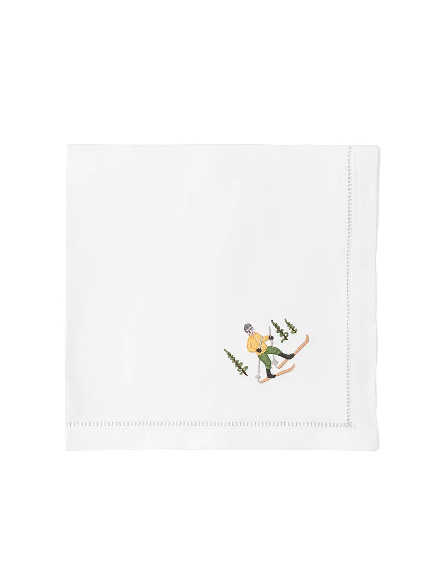 Embroidered Skiers Dinner Napkins Yellow Skier Weston Table