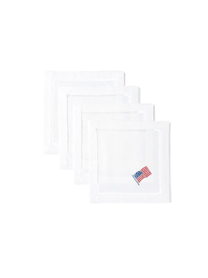  Embroidered Stars and Stripes Cocktail Napkins Weston Table 