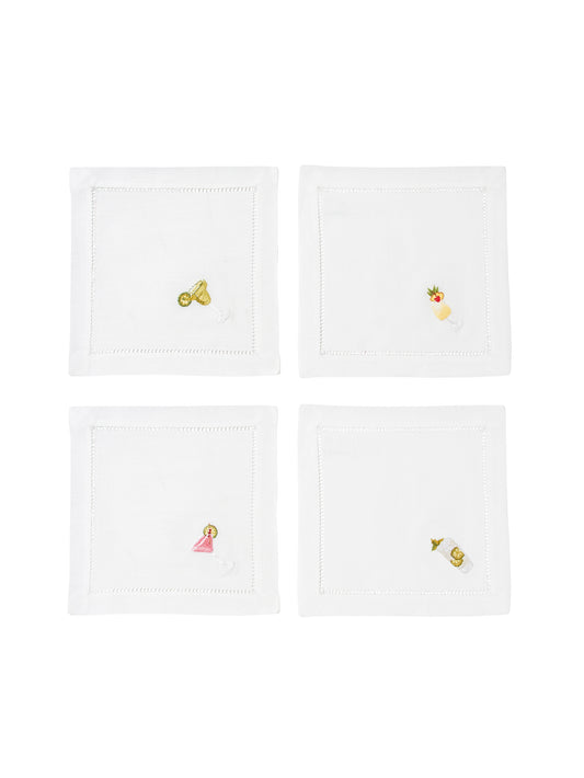 Embroidered Summer Drinks Cocktail Napkins Weston Table