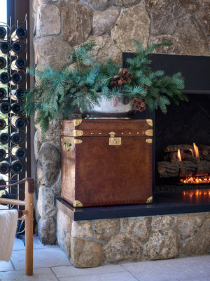  English Bourbon Leather Trunk Weston Table 