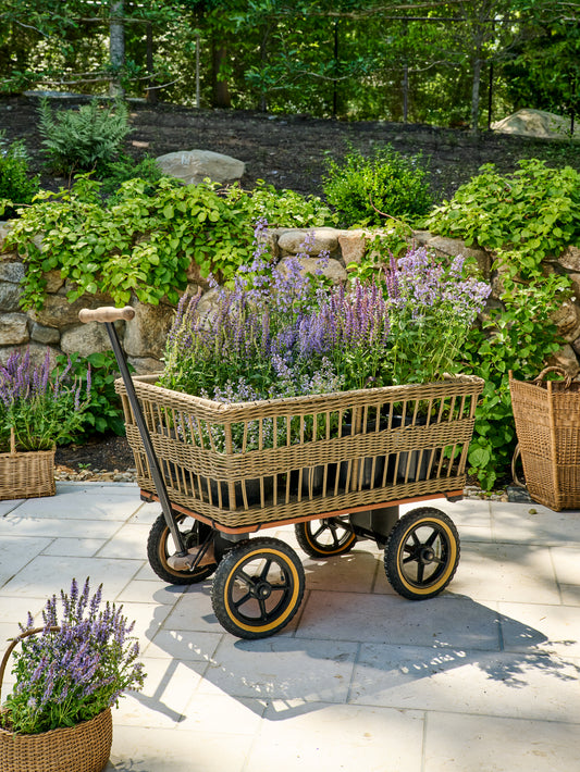 European Wicker Basket Garden Wagon Weston Table
