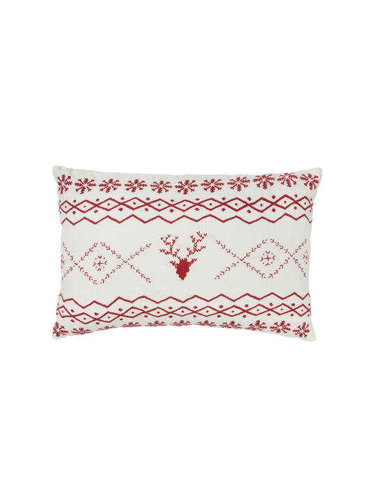 Fair Isle Deer Embroidered Throw Pillow Weston Table