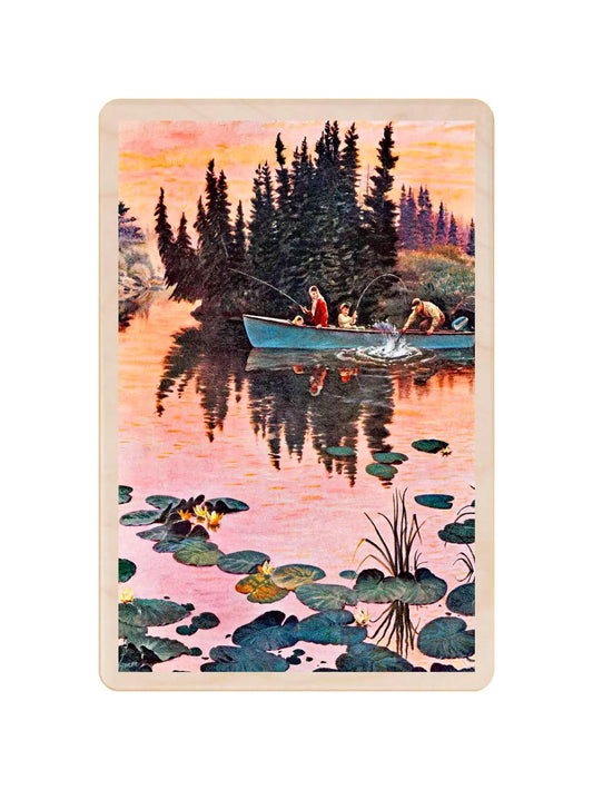 Lake  Fishing Wooden Postcard Weston Table